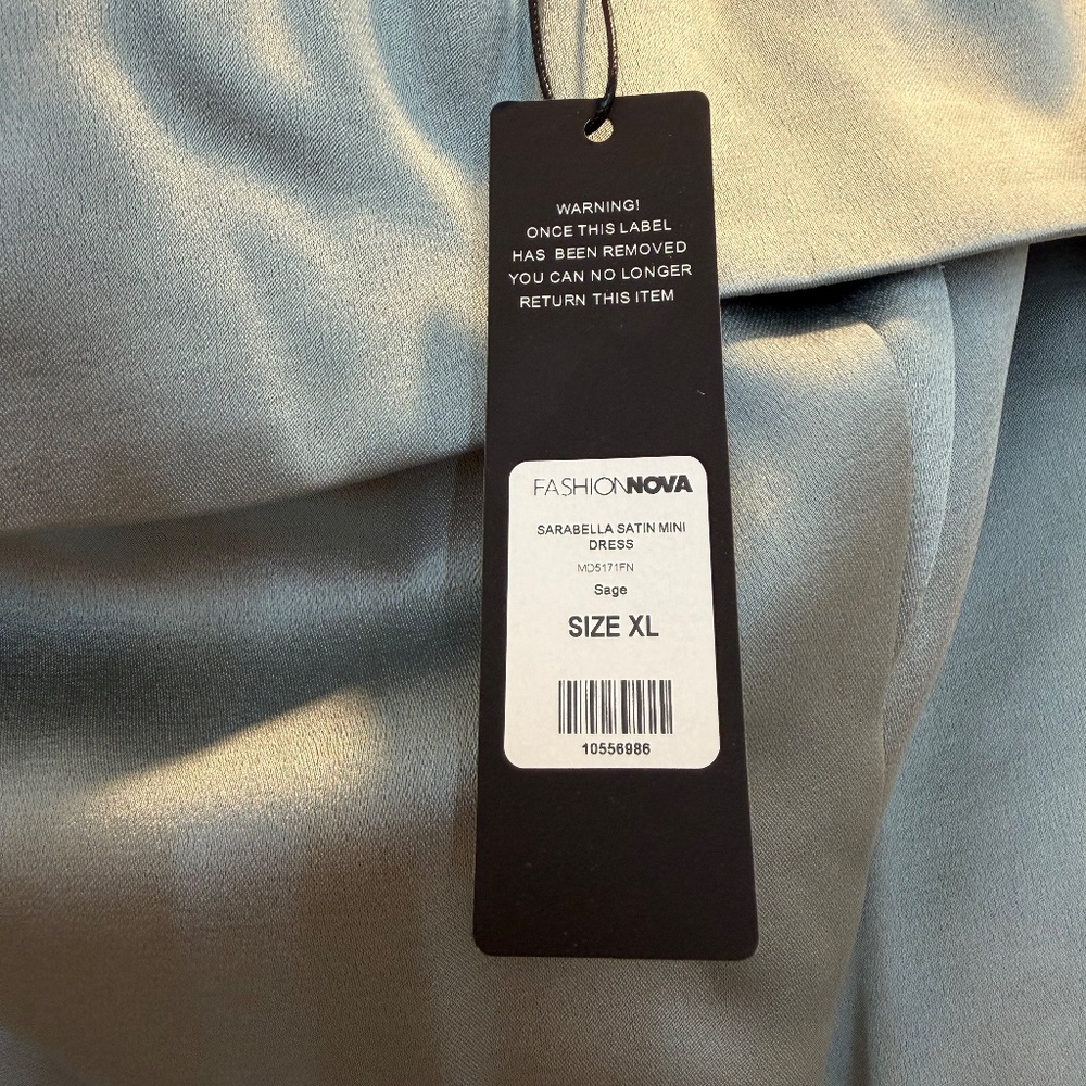 Sarabella Satin Mini Dress - Sage - Picture 5 of 7